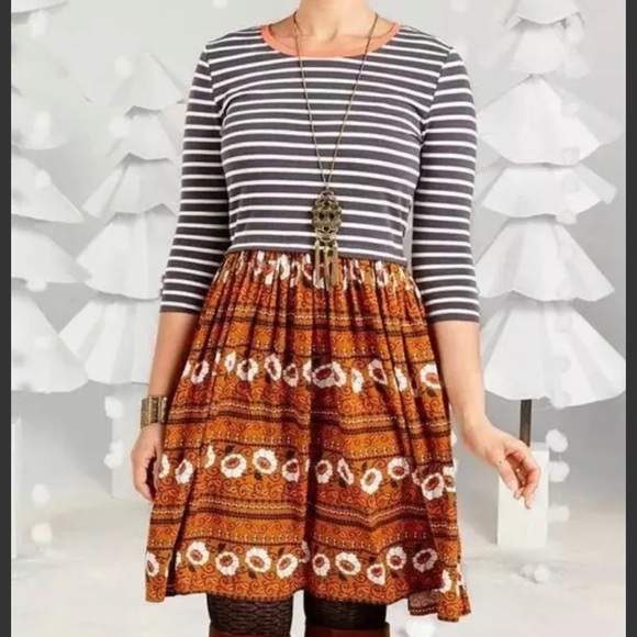 Matilda Jane Dresses & Skirts - Matilda Jane Winsome Striped and Floral Dress Small Blue Orange